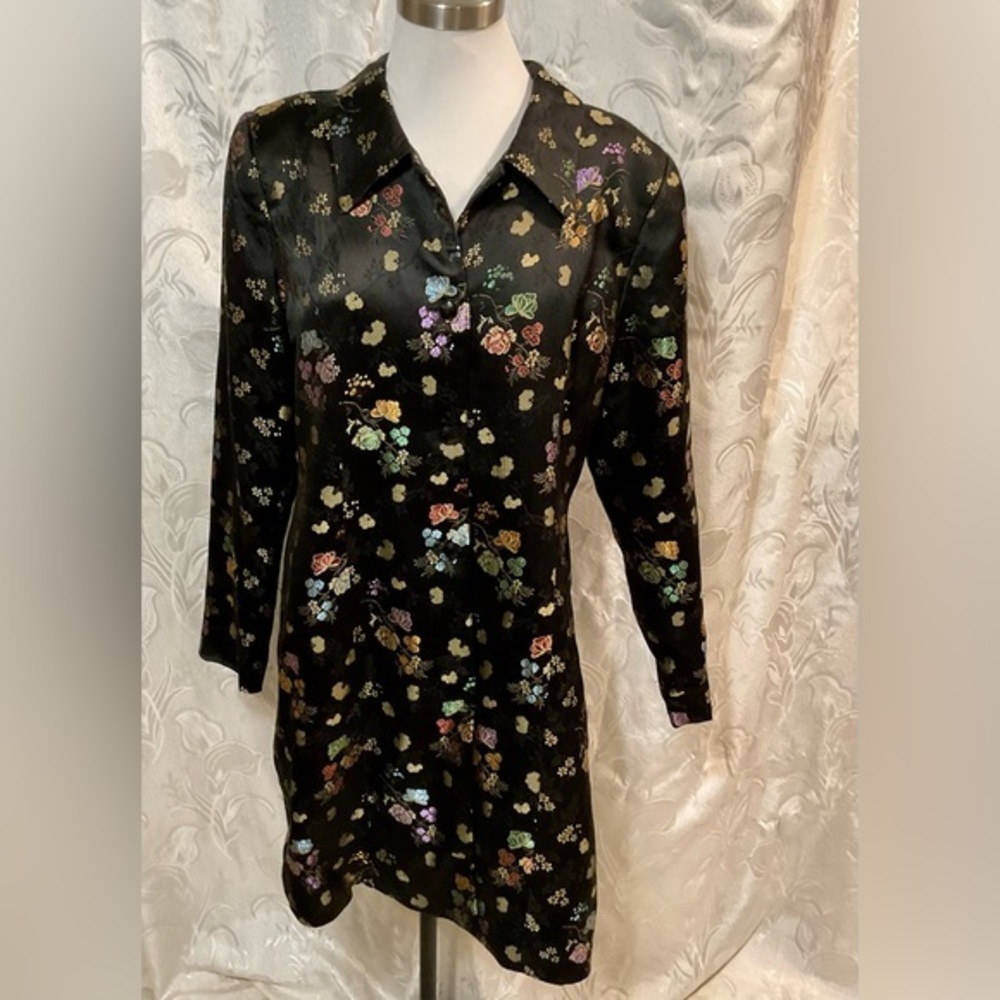 R & K Evening Coat Black & Metallic Colored